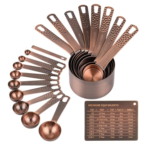 Set de 19 Vasos y Cucharas Medidoras Cobreadas para Cocina miniatura 1