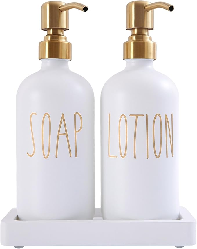 Amazon.com: Prus Waso Bathroom Soap Dispenser Set, Contains Glass Soap ...