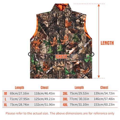 GUGULUZA Camo and Orange Hunting Reversible Vest, Game Vest Jacket for Hunting Camping (M-4XL)4
