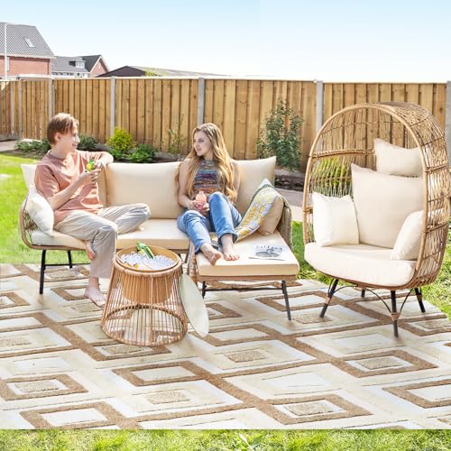 BULEXYARD-4-Piece-Boho-Outdoor-Patio-Furniture-Sets-with-Egg-Chair-and-Ice-Bucket-Small-L-Shape-Wicker-Conversation-Sectional-Sofa-Set-for-Backyard-Porch-Deck-Natural-Color BULEXYARD 4 Piece Boho Outdoor Patio Furniture Sets with Egg Chair and Ice Bucket Small L Shape Wicker Conversation Sectional Sofa Set for Backyard Porch Deck Natural Color