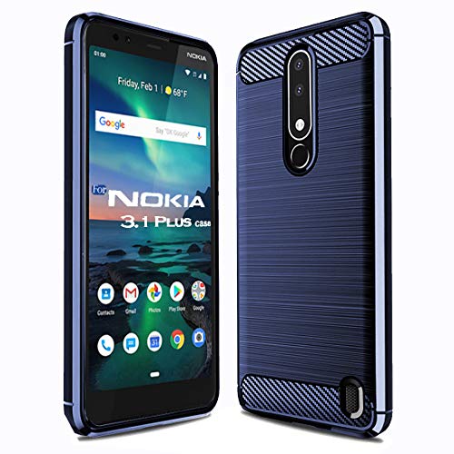 Sucnakp for Nokia 3.1 Plus Case(US Version) TPU Shock Absorption Cell Phone Cases Technology Raised Bezels Protective Cover for Nokia 3.1+ Case（Blue）