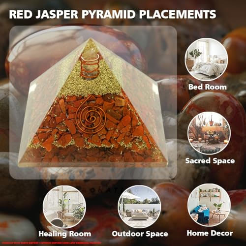 Image of Red Jasper Crystal Pyramid |Size-2Inch Approx | Large Healing Pyramid for Grounding, Energy Cleansing, and Emotional Stability|Spiritual Decor for Home and Office|