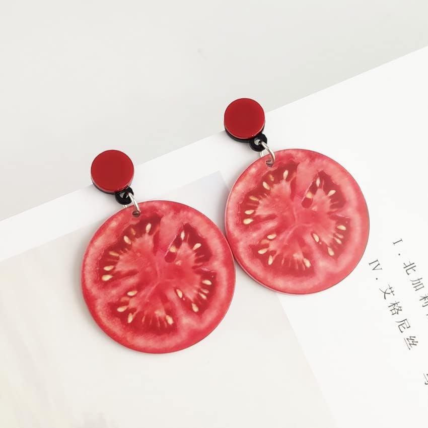 Vivid Tomato Earrings Funny Lifelike Healthy Fruits Dangle Earrings Double-side Acrylic Food Imitate Earrings for Women - Image 2