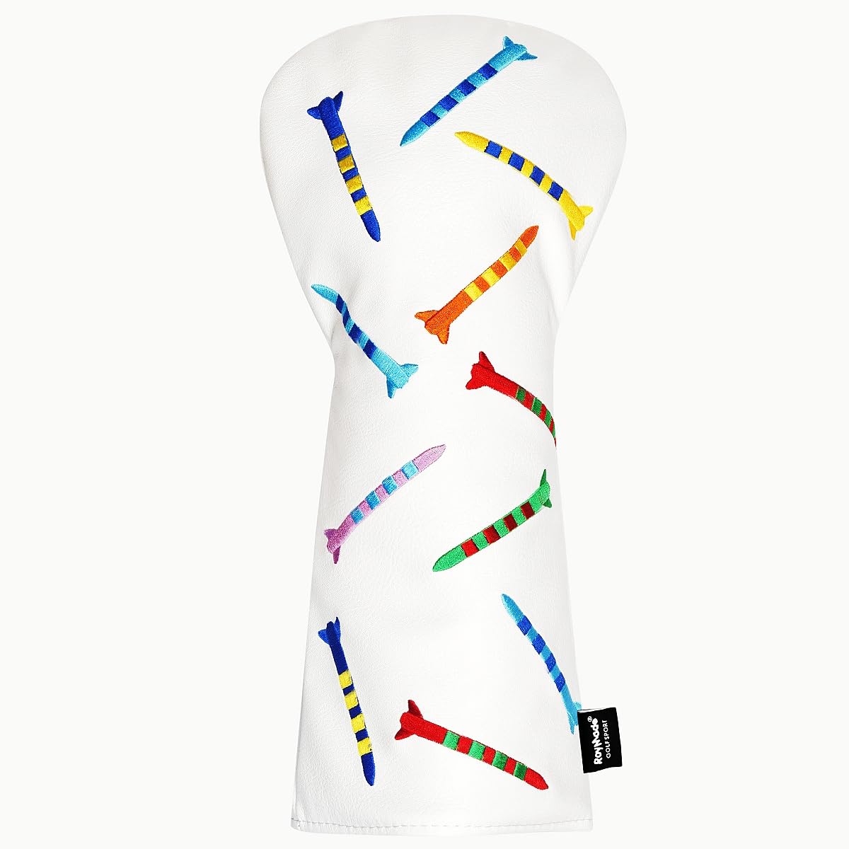 ROYMADE Golf Headcovers Driver Cover Fairway Wood Headcovers Hybrid Head Cover Missile Design Leather Golf 3 Wood Head Cover White