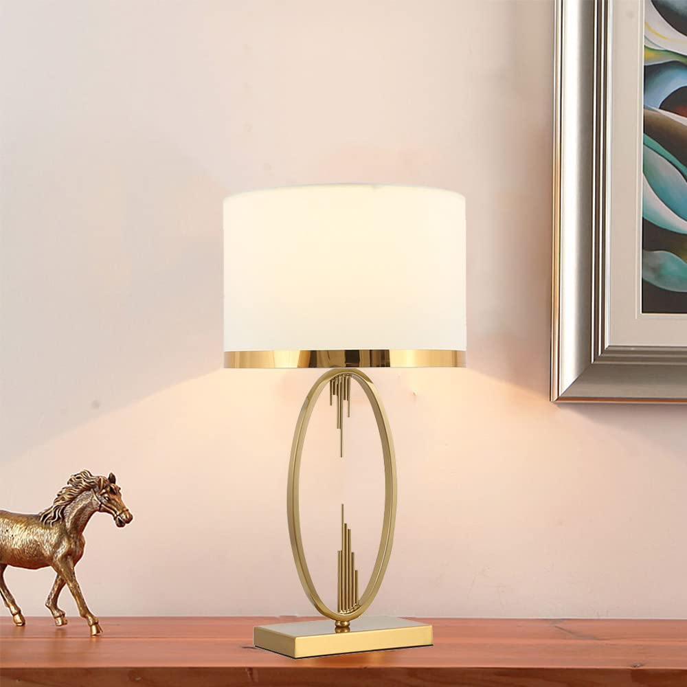 Mengjay E27 Lampada da Comodino,Creativa lampada da scrivania, Lampada da Tavolo Base in Metallo Paralume in Stoffa,Lampada da Tavolo,per camera da letto ufficio soggiorno illuminazione decorare