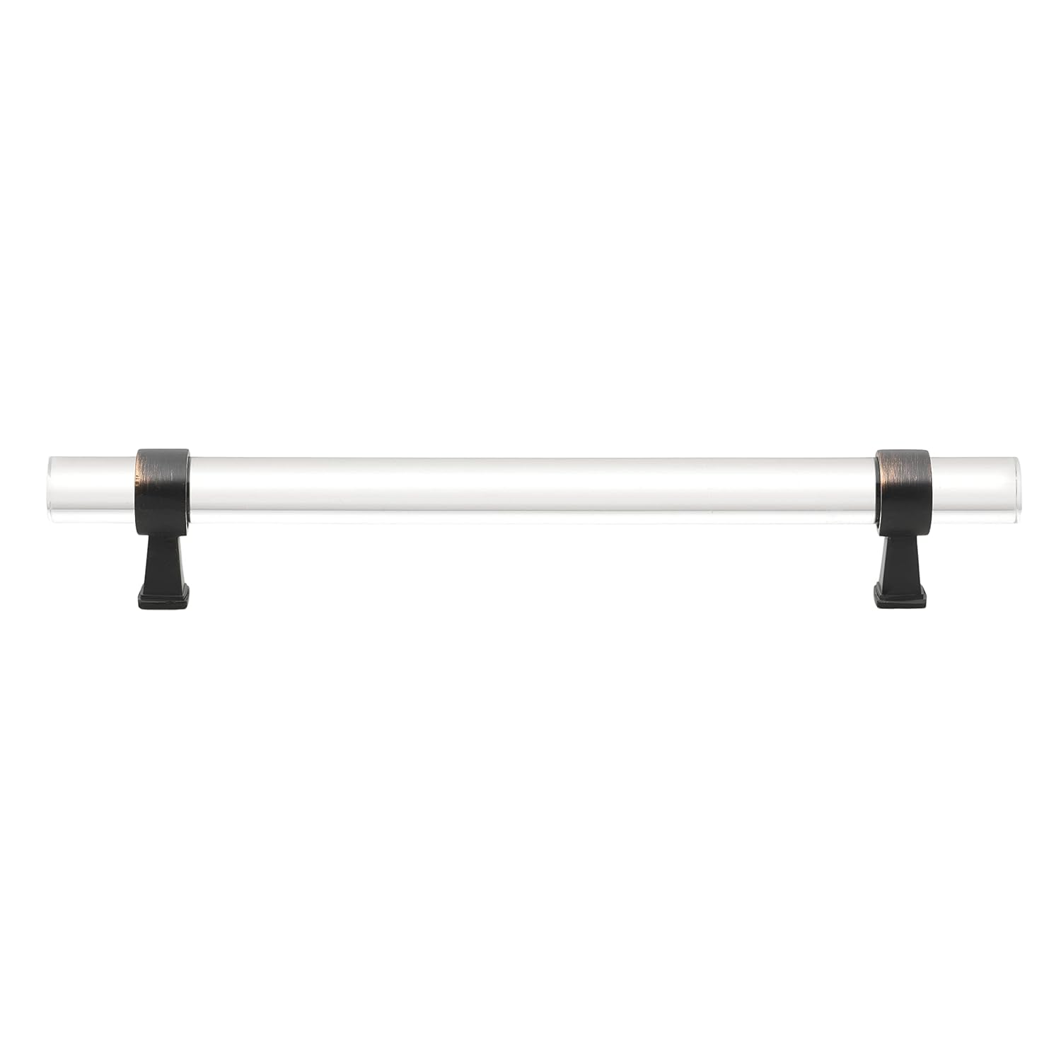 GlideRite Hardware GR-4718-160-ORB-10 6-1/4 Inch Center to Center Clear Acrylic Pull Cabinet Handle with Oil Rubbed Bronze Bases 10 Pack