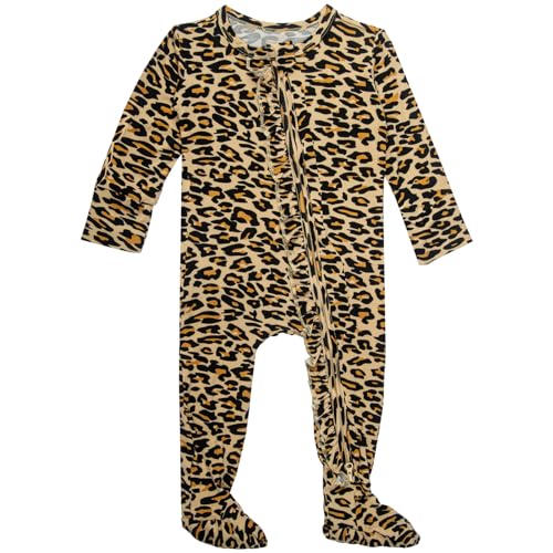 GUISBY Baby Footies Ruffle Pajamas, Soft Long Sleeve with 2 Way Zipper Sleepers
