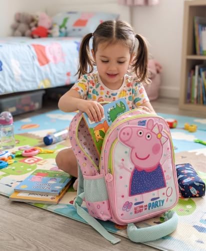 Image of STRIDERS Peppa Pig School Bag for Kids | Spacious Durable Rolling Backpack | Padded Comfortable Straps & Fun Design | Ideal for School Travel & Play