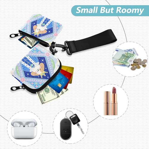 Cartoon Cute Brown Dog Poker Women's Change Wallet Card Cases Cute Fashion Card Money Holder with Wristlet Strap for Lady 2 Pcs2