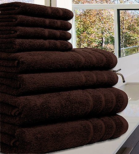 Toalla de lujo 100% de algodón egipcio, 8 piezas de 550 g/mu00b2 cada una en tamaño XL, algodón, marrón, 8 Pieces Set