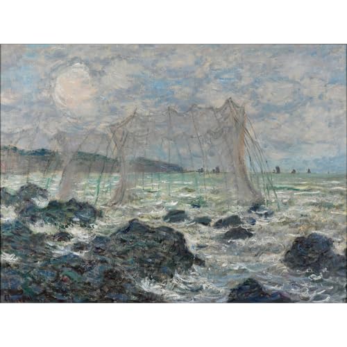 Monet Filets de pêche à Pourville impression toile 76x101 cm
