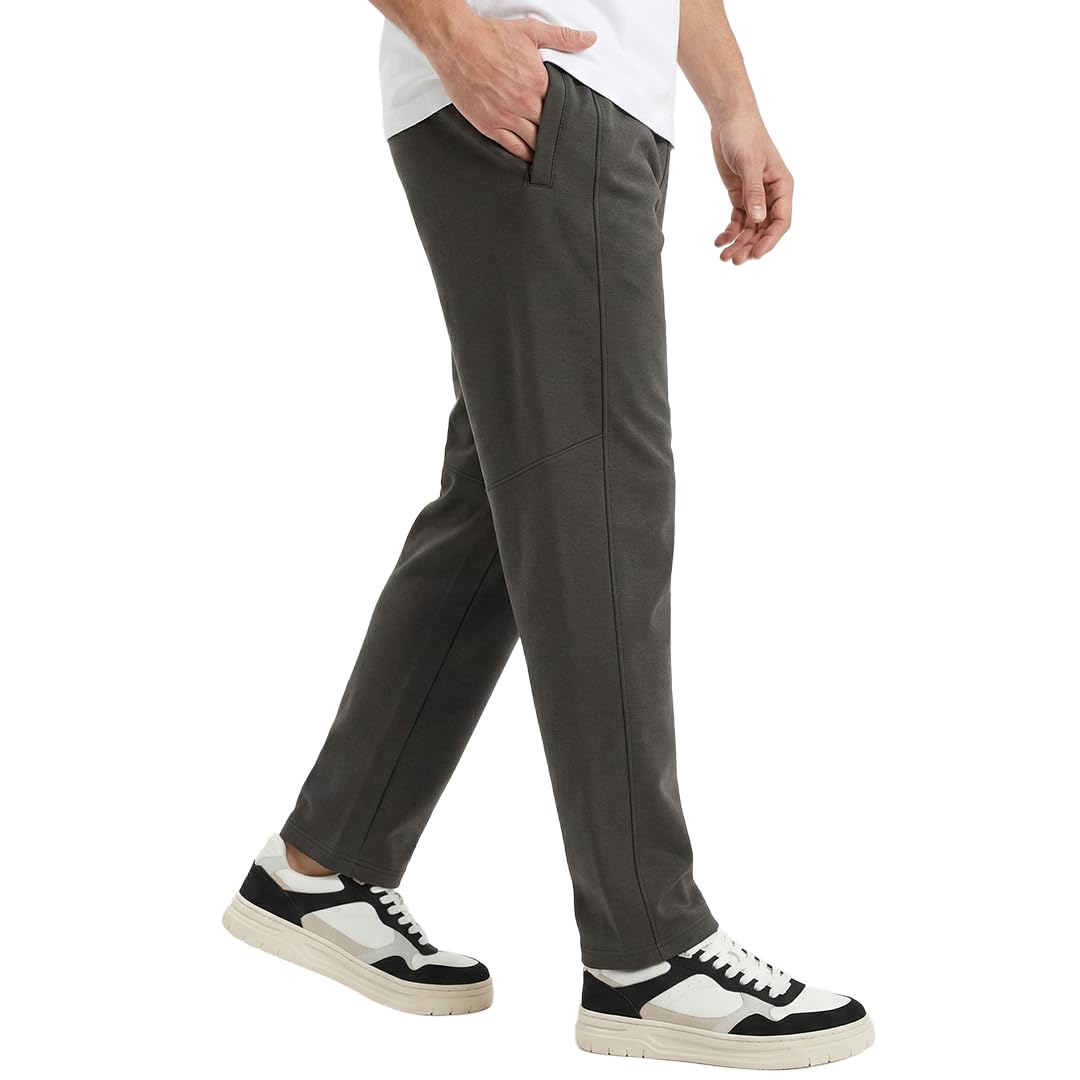 Straight Fit Travel Pants for Men | Stylish Joggers | 240 GSM Milano Ponte | 61% Cotton 35% Poly 4% Spandex | Multi Zip Pockets with AirPod Pocket | Trackpants for Men-image-38