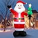 6 Fuß/180CM Weihnachtsmann Aufblasbar mit Weihnachtsbaum, Aufblasbare Weihnachtsdeko Außen mit LED Beleuchtet, Aufblasbarer Nikolaus Outdoor Deko für Draußen Garten Rasen und Feiertags Party Dekor