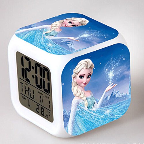 Enjoy Life : Cute Digital Multifunctional Alarm Clock With Glowing Led Lights And Frozen Sticker, Good Gift For Your Kids , Comes With Bonuses (08) #TOP20