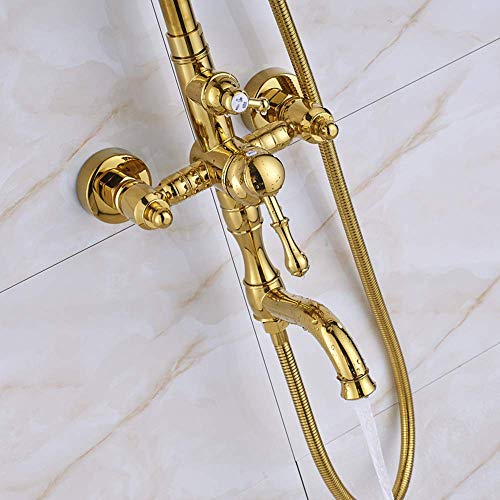 Système de douche à LED anti-brûlure, grand pommeau pluie doré