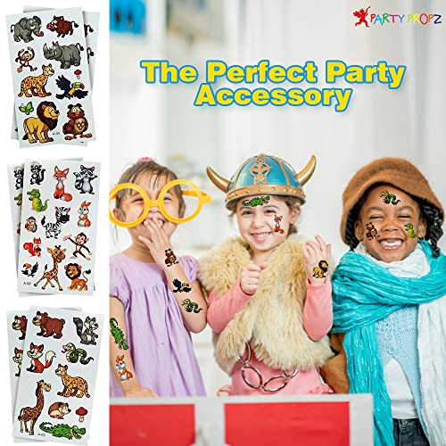 Image of Party Propz Jungle Theme Decoration Kids Tattoos - Set of 10 Pcs | Jungle Theme Birthday Decoration | Temporary Tattoo Animal | Birthday Return Gift For Kids | Jungle Theme Return Gifts | kanchak Gift For Navratri