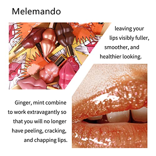 Melemando 6 Color Glossy And Sparkle Plumping Lipgloss Moisturizing Lip Plumper Shiny Jelly Lip Gloss，Shine Lip Sexy Plumping Lip Glossy, Long Lasting Nourishing Liquid Lipstick. (01 Nude) #TOP4