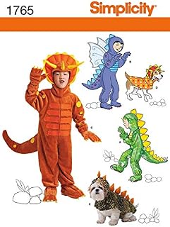 Simplicity Pattern 1765.Child's and Dog Costumes,White,A 3 4 5 6 7 8