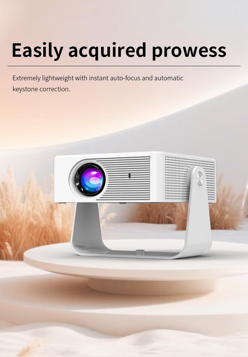 Zync T400 4K Smart Projector Android 13,WiFi 6 & Bluetooth |Mini Short Throw Home Theater Portable Projector |1280 * 720P Full HD Support,3D LED| 360°Rotation,Outdoor Movie Projector USB*HDMI (White) 1