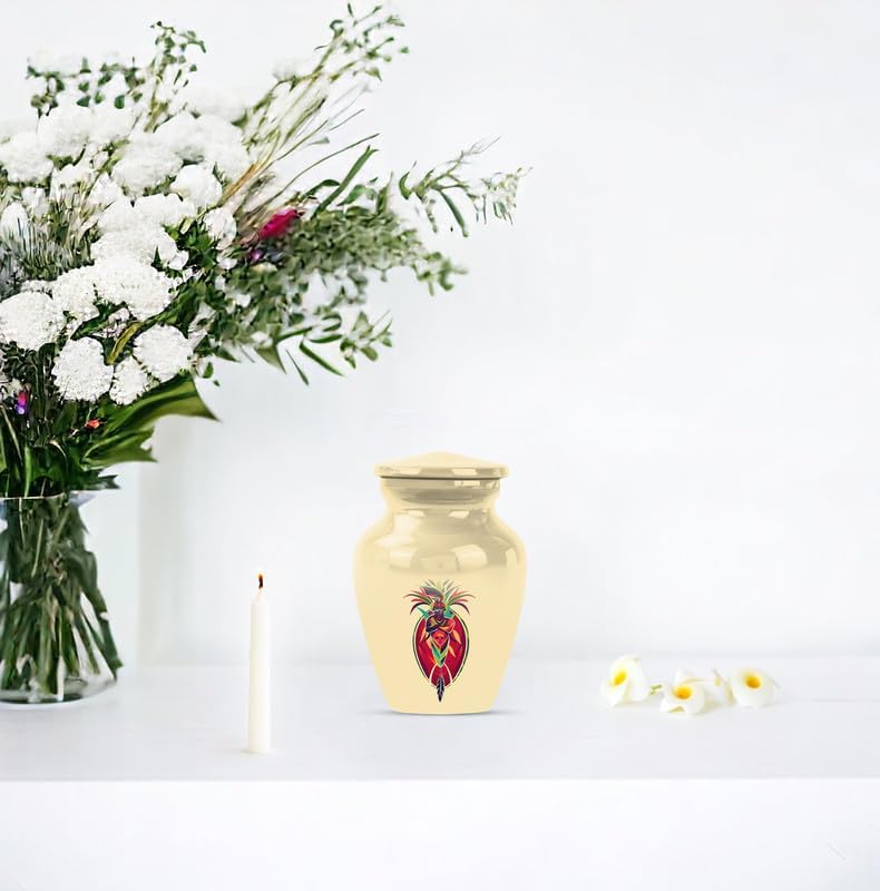 Native American Mini Keepsake Urn, Small Urn for Ashes for Women, Pack of 1, Keepsake Cremation Urns for Ashes Female & Male, Metal Urns for Human Ashes Adult, Urns for Human Ashes, Cream