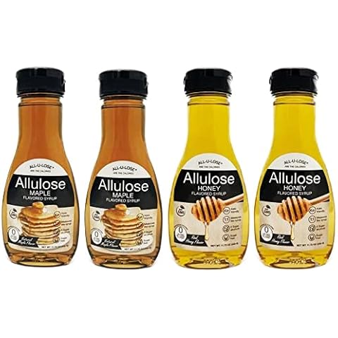Maple & Honey (Mixed Pack 2 ea 11.75 oz). All-u-Lose Natural Rare Sugar Sweeteners, Non-GMO Allulose, Honey made with Allulose and Monkfruit Cover