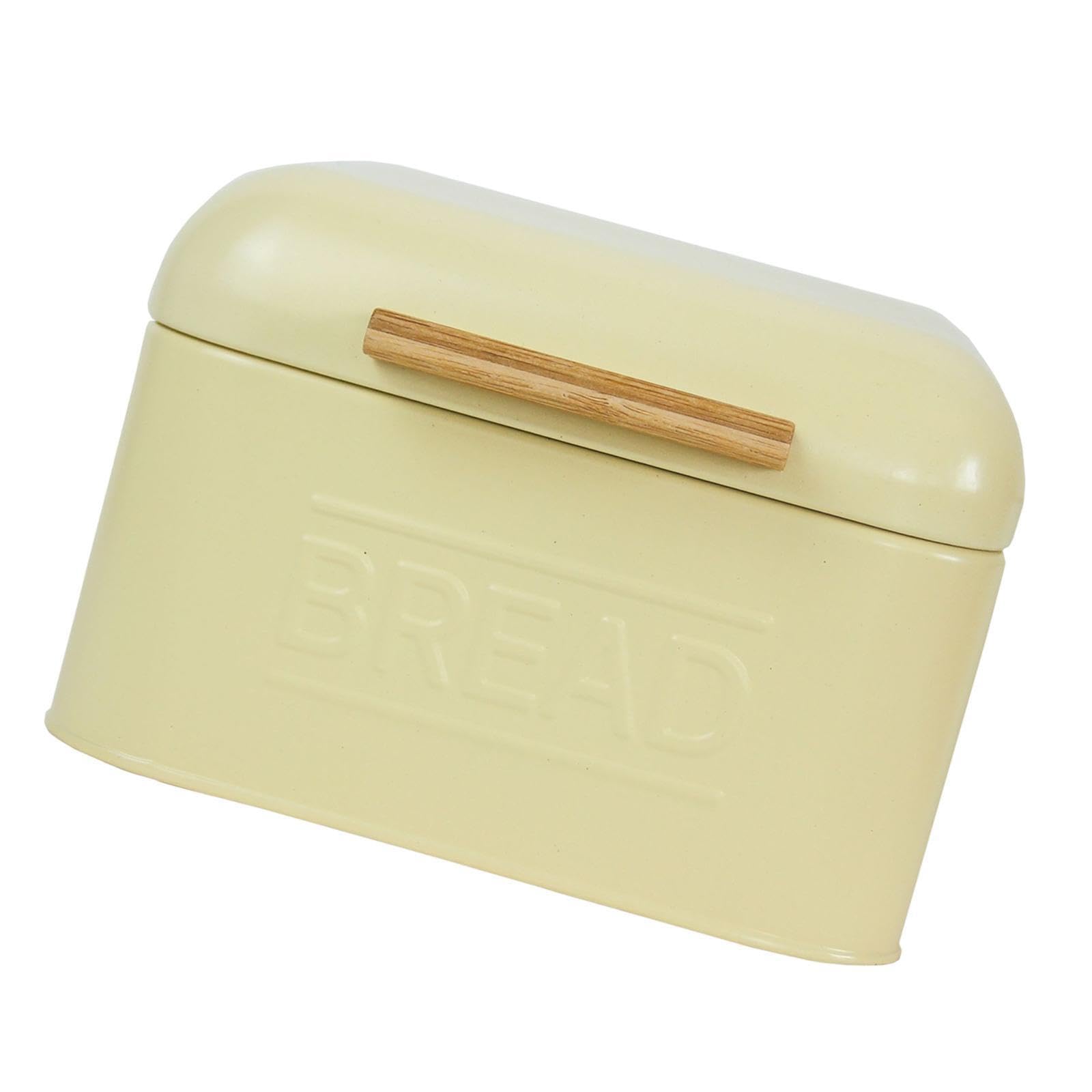 YIXANNX Durably Constructed Bread Storage Container With Lid Offers Versatile In Kitchen And Dining Areas Etc. Kitchen Iron Bread Box Storage Container Food, light yellow, 20x20x14cm