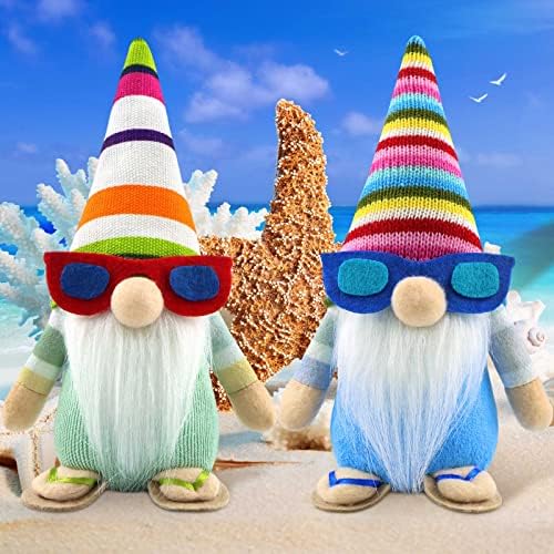 Godeufe 2-Piece Set Beach Gonk Gnome Plush Spring Decoration Scandinavian Tomte Handmade for Party Farmhouse Home Table Kitchen Shelf Display Tiered Tray Decorations