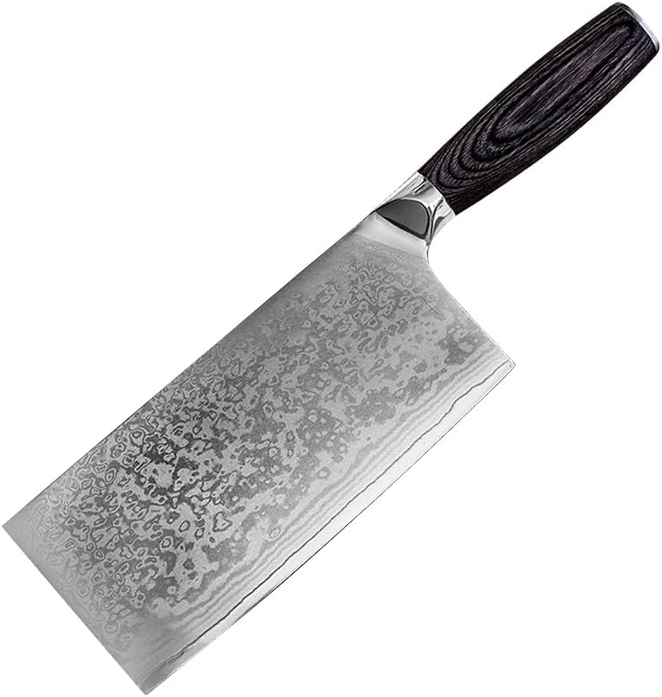 Meat Cleaver, 8 Inch Damascus Chinese Utility Vegetable Knife Kitchenr Chef Cleaver Meat Paring Fruit Vegetables Knives Kitchen Cooking Tools