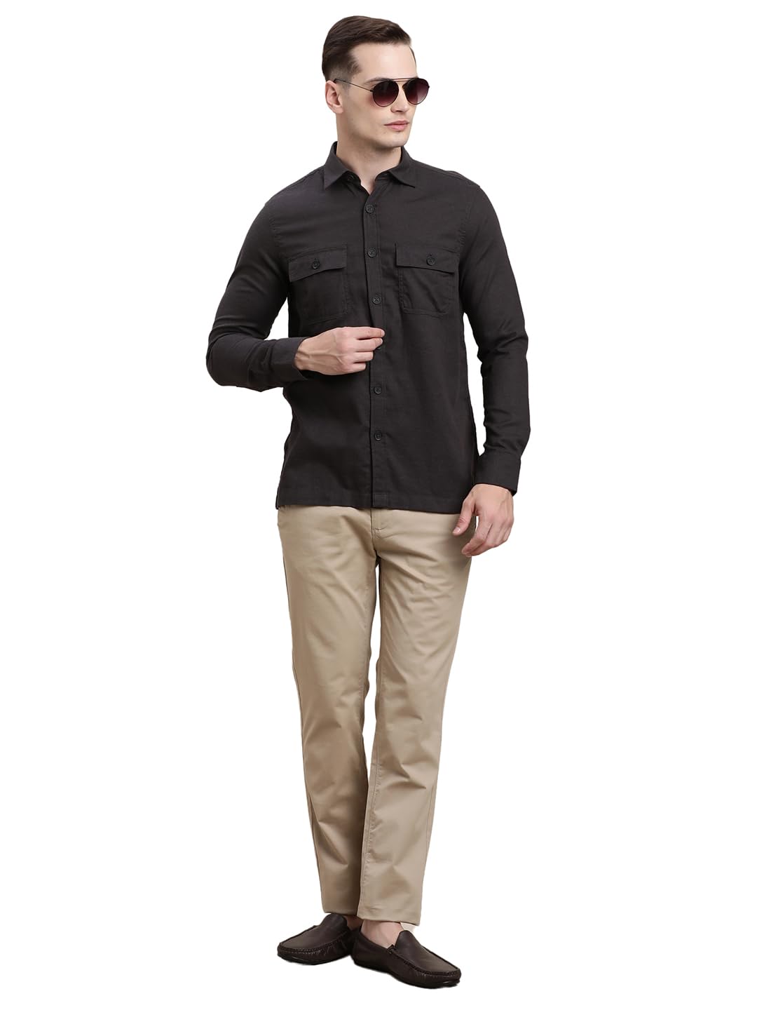 Turtle Camicia denim da uomo in puro cotone, vestibilità comoda
