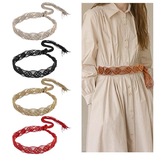 Women Decorative Waxed Rope Belt Fringed Belt Girl Dress Accessories Ethnic Waiststrap Female Waist Ornament Fashion Waistban2