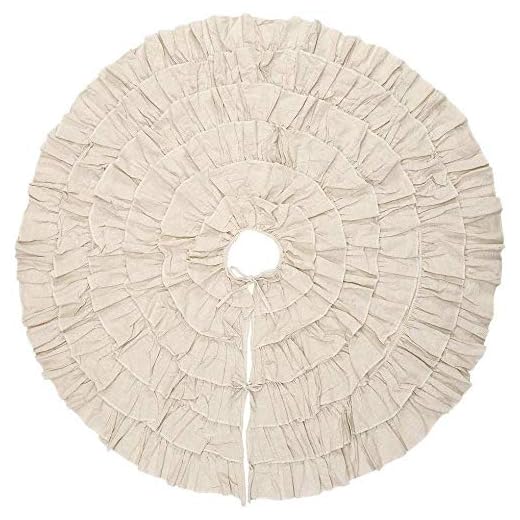 Yihaifu Julgran veckade kjolar vitt linne volang träd kjolar volang kjolar semester träd dekoration kjolar