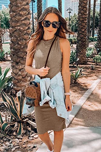 Image of PRETTYGARDEN Women's Summer Ribbed Bodycon Midi Dresses | Soft Stretchy Knit, Sleeveless Tank Dress, Slim Fitted, Elegant Spring Outfit for Work, Vacation Travel, Date Night, Party