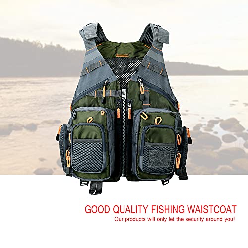 Obcursco Fly Fishing Vest Pack Adjustable For Men And Women With Breathable Mesh, Trout Fishing Gear, For Outdoors Stream Fishing (Army Green) #TOP6