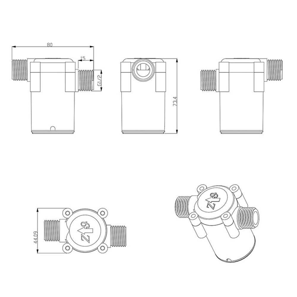 Mini generador de turbina de agua hidráulica – Generador de flujo de agua CC con interfaz G1/2 – Herramienta de carga eficiente de micro tuberías para soluciones de energía renovable