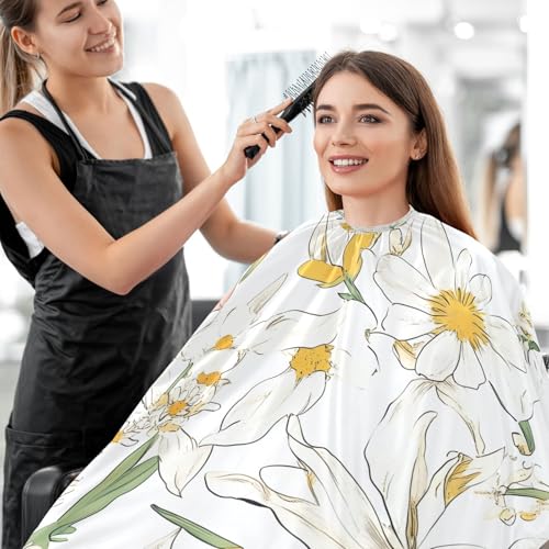 Capa para corte de cabello profesional impermeable con cierre ajustable en broche para barbería miniatura 7