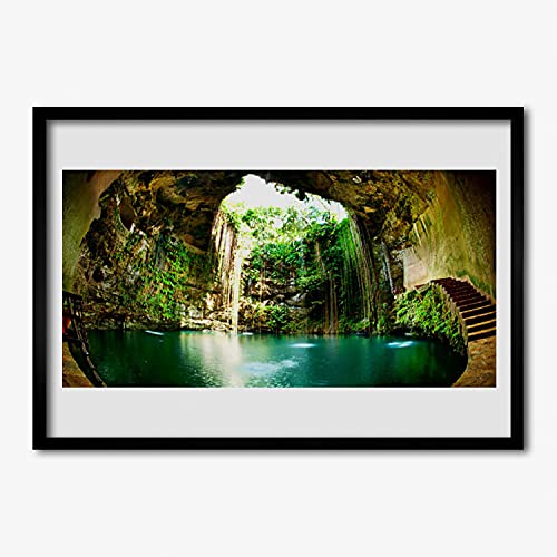 Affiche avec cadre murale salon chambre 100x70 cm cadre en MDF photo image waterfall