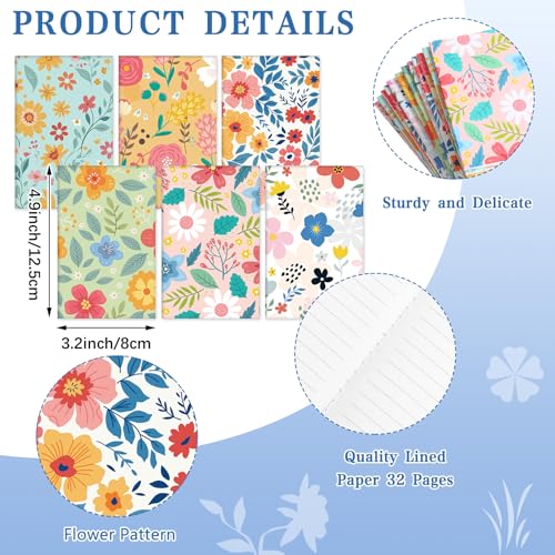 Motiskyy 24 Pcs Cute Floral Pen Notebook Set, Ballpoint Notepads - Image 3