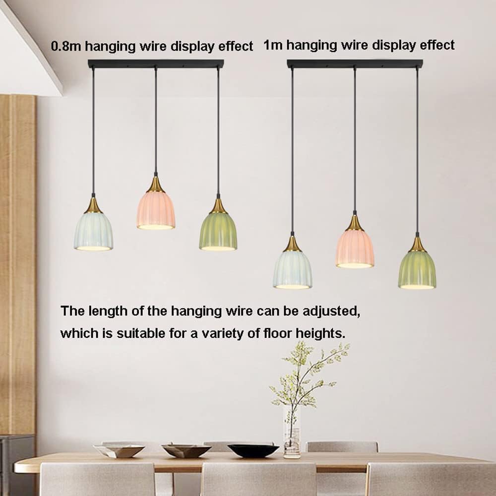 Lampadario in ceramica a coste di metà secolo E27, moderno stile rustico, con paralume in metallo a cupola, lampada a sospensione lineare nordica per isola da cucina, ristorante, soggiorno, bancone d