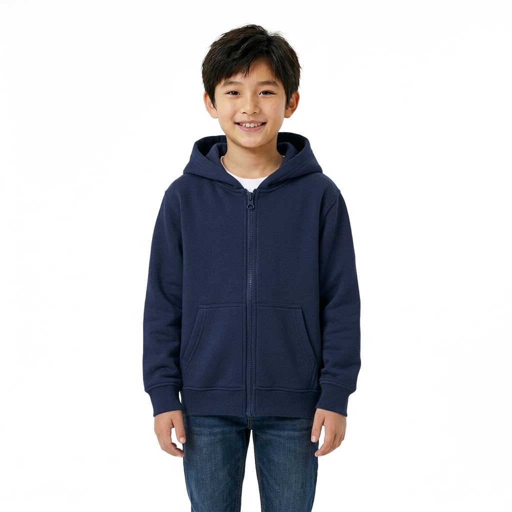HOODLIFE Kids Zip-Up Hoodie Sweatshirt for Boy Soft Cotton Blend Hooded Jacket with Pockets, Comfortable Everyday Wear for Kids-image-6