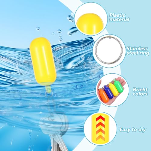 Image of 4pcs Boat Key Floating Keychains, 2.56x0.98in Cylindrical Shaped Foam Floating Key Ring, Waterproof Boat Float Ring, Water Sport Accessory for Boating Surfing Rowing Fishing Outdoor Sports (4 Colors)