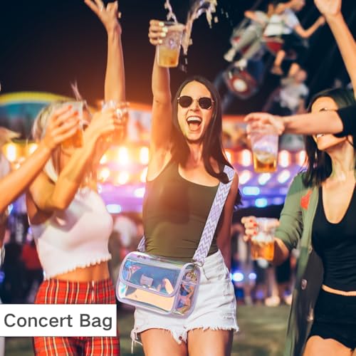 Image of PACKISM Clear Bag for Stadium Events - Clear Purses for Women Transparent Crossbody Messenger Bag for Concerts Game Day