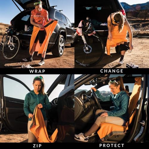 Image of Orange Mud Transition & Seat Wrap V2.0 - Car Seat Cover, Changing Kilt & Multipurpose Towel - Sweat-Proof, Quick-Dry, Secure Wrap for Athletes, Runners, Cyclists - Orange