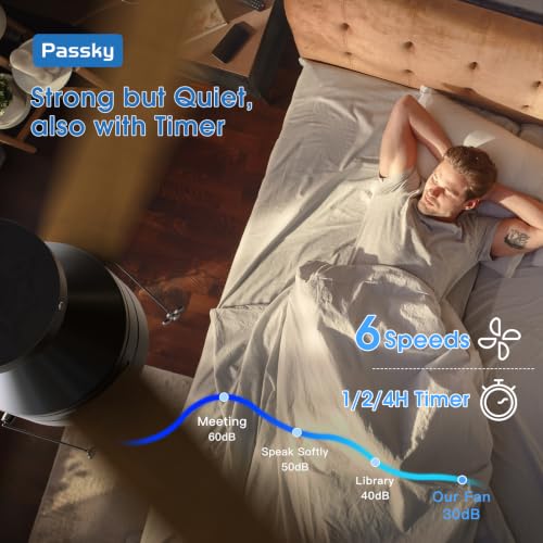 Image of Passky 42 Inch Black Low Profile Ceiling Fan with Light, Pull Chain&Remote | Flush mount, pull chain, remote, 3-color dimmable light, quiet reversible DC motor, easy install, memory, timer, bedrooms