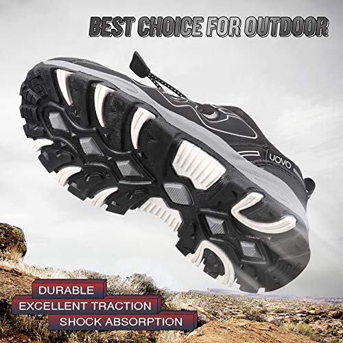 Uovo Boys Shoes Boys Tennis Running Sneakers Waterproof Hiking Shoes Kids Outdoor Fashion Sneakers Slip Resistant (Big/Little Boys) Black/Silver #TOP1