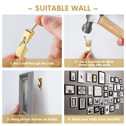 50Pcs Picture Hanging Kit 100Lb Metal Picture Hangers Professional Picture Hanging Hooks With Nails For Picture Frame Mirror Wall Painting Portraits Hanging Decoration #TOP3