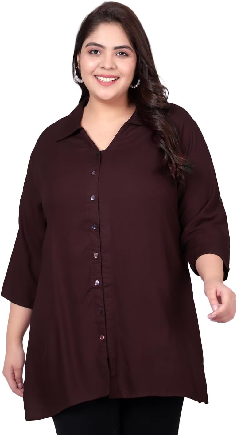 indietoga Rayon Longline Women's Plus Size Shirts