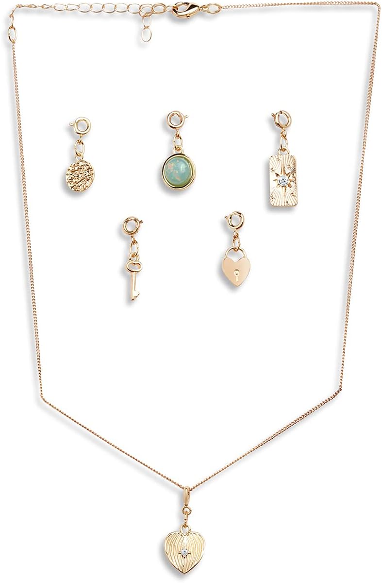 Zaveri Pearls Gold Tone Contemporary Chain With 6 Changeable Pendants-Zpfk10894