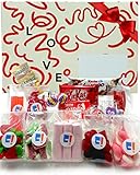 Caja de Chucherias San Valentin | Cesta Dulce San Valentín con + 14 Chocolates, Chucherias y Gominolas Rojas para Regalar | Empaquetada a Mano | Caja Chuches Lista para Regalar a tu Novia o Novio
