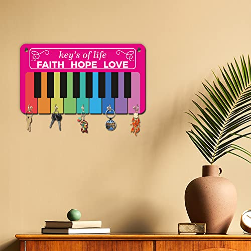 Image of BEE CREATIVE Designer Colorful Wooden Key Holder for Home Decor Stylish | Key Holder for Home | Key Stand with 5 Hooks (Piano)