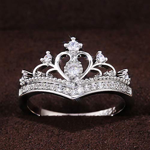 Crown Diamond Ring, Women Crown Rings Princess Queen 18K Gold Plated Tiara Ring Tiny CZ Gift Girl Promise Ring